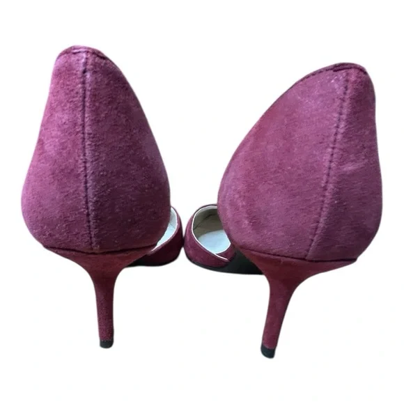 Michael Kors Burgundy Suede Kitten Heels with Rhinestone Buckle – Size 5M - Picture 3 of 11